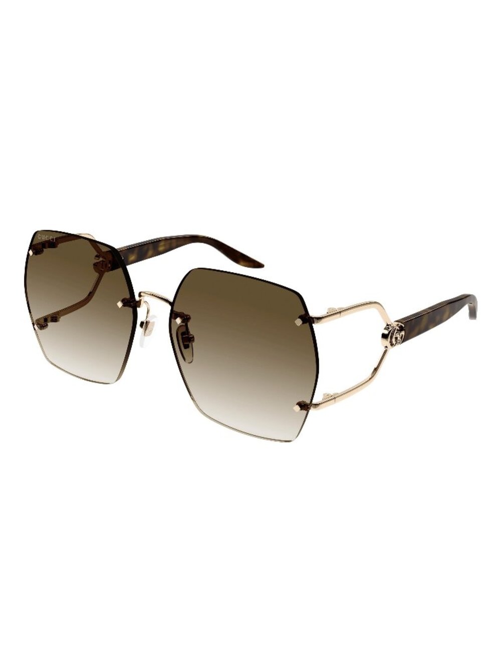 New Gucci Women's Sunglasses Gold Square Brown Lens Metal Frame GG1562S 002 62